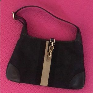 Gucci Jackie Black Web Gg Monogram Canvas Bag